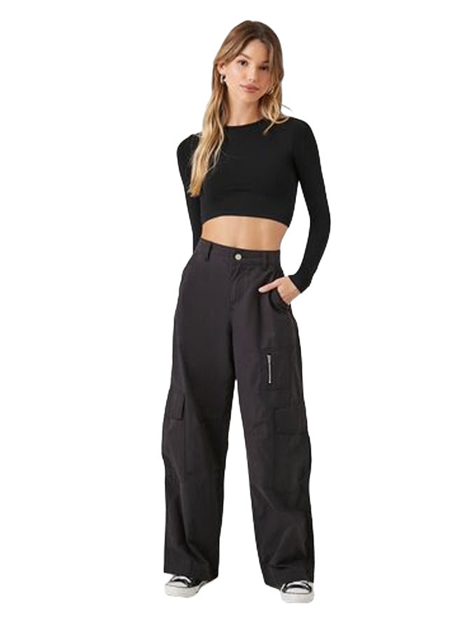 FOREVER 21 Twill Wide-Leg Cargo Pants - Image 1