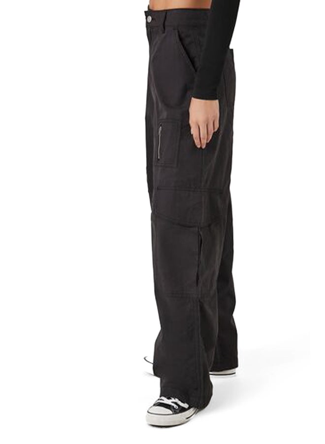 FOREVER 21 Twill Wide-Leg Cargo Pants - Image 3
