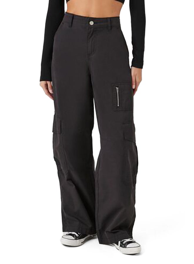 FOREVER 21 Twill Wide-Leg Cargo Pants - Image 2
