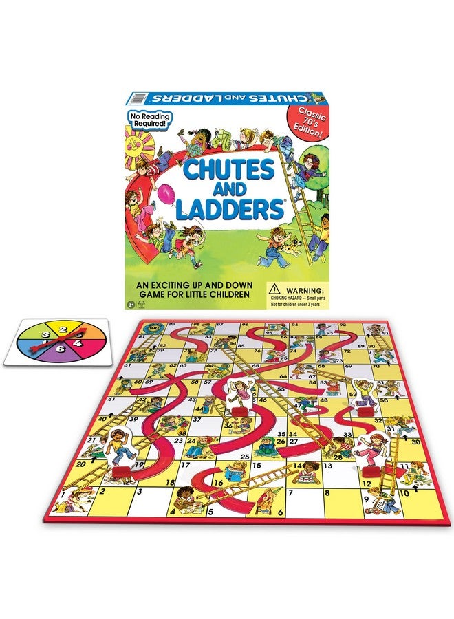 Winning Moves Classic Chutes And Ladders with 1970's Artwork by Winning Moves Games USA for Children Ages 3 and Up, Preschool Games for 2-4 players (1195) - Image 1
