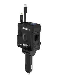 X-PRO5 Car Trucks Fast Charger 4 in 1 Dual Retractable Cable Dual Port USB C PD Fast Charging Adapter with Voltage Display Support 12v-24v  - Image 1