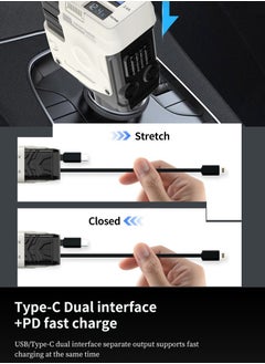 X-PRO5 Car Trucks Fast Charger 4 in 1 Dual Retractable Cable Dual Port USB C PD Fast Charging Adapter with Voltage Display Support 12v-24v  - Image 4