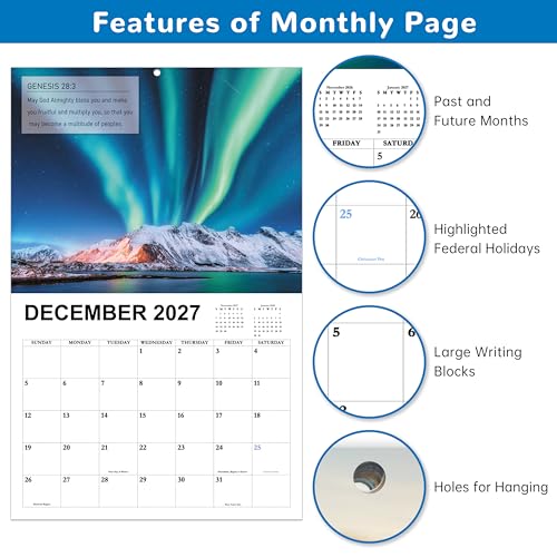 Chambom 2026-2027 Calendar - 18 Month Wall Calendar 2026-2027 JUL 2026 - DEC 2027, Wall Calendar Large Blocks, Calendar Wall for Office School Home Organizing & Planning, 11" x 17"(open) - Image 3