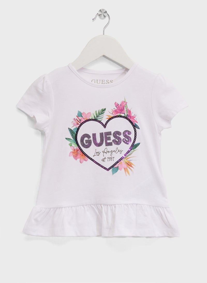 GUESS Kids Printed Crew Neck T-Shirt - Image 1