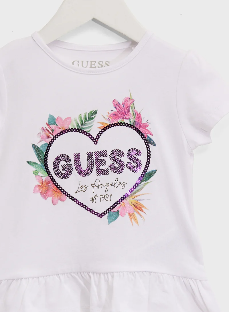جس Kids Printed Crew Neck T-Shirt