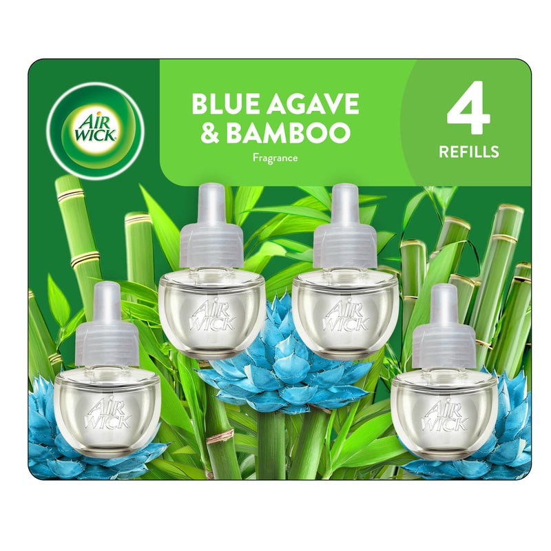 Air Wick Plug In Scented Oil Refill, Infused with Essential Oils, Plug In Air Fresheners for Home, Blue Agave & Bamboo, 4 ct - Image 1