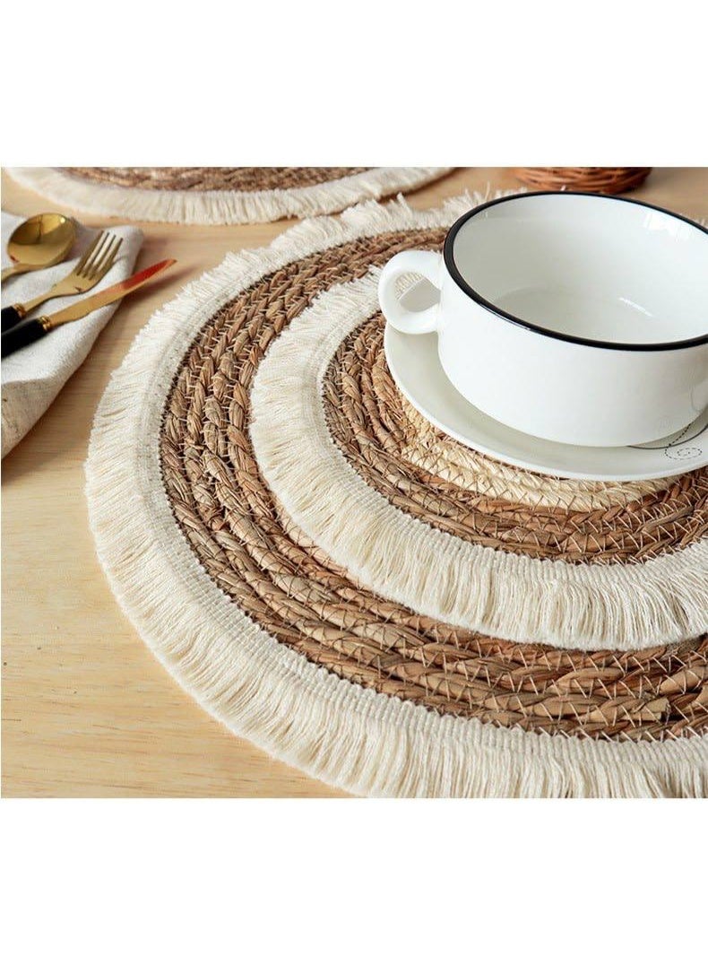 Wicker coaster with handmade fringes - Image 2