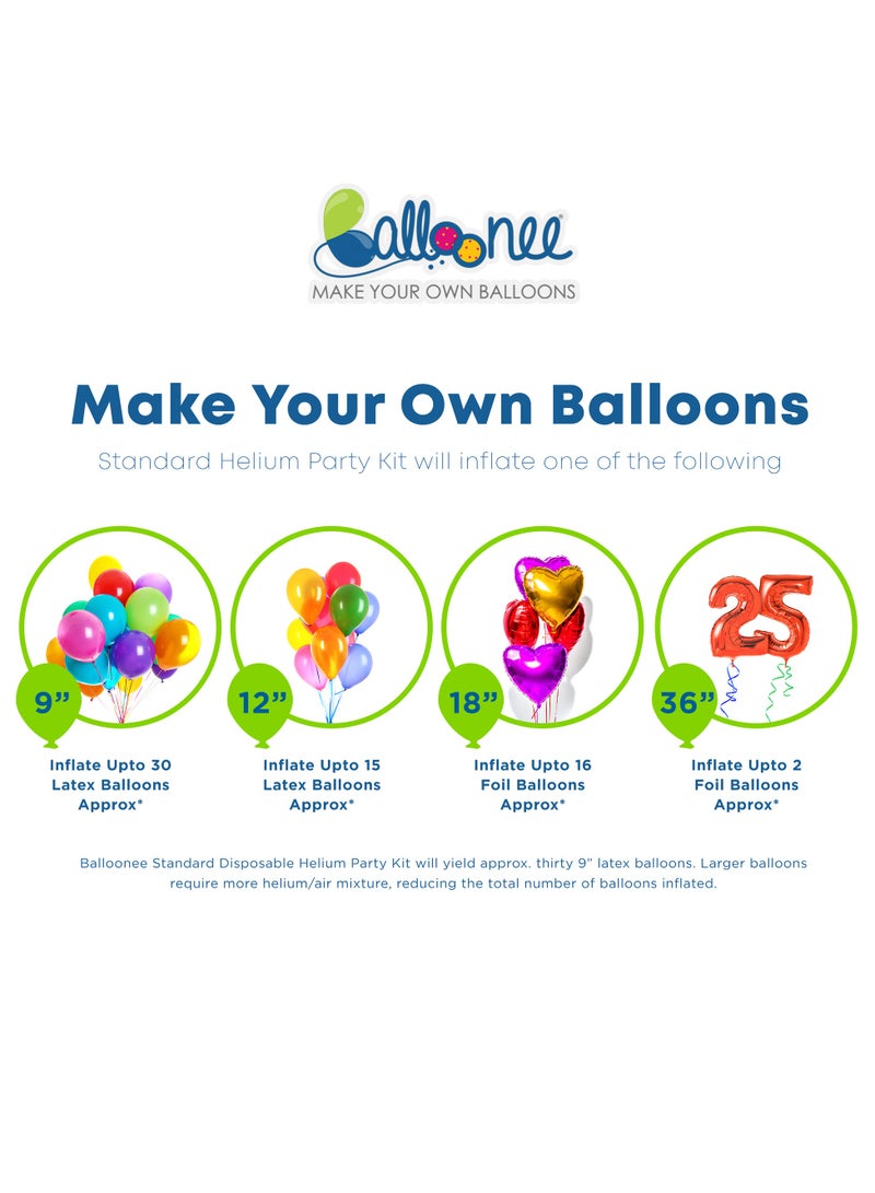 Balloonee Standard Disposable Helium Party Kit - Pack of 4, Helium Tank for Balloons At Home  - Image 5