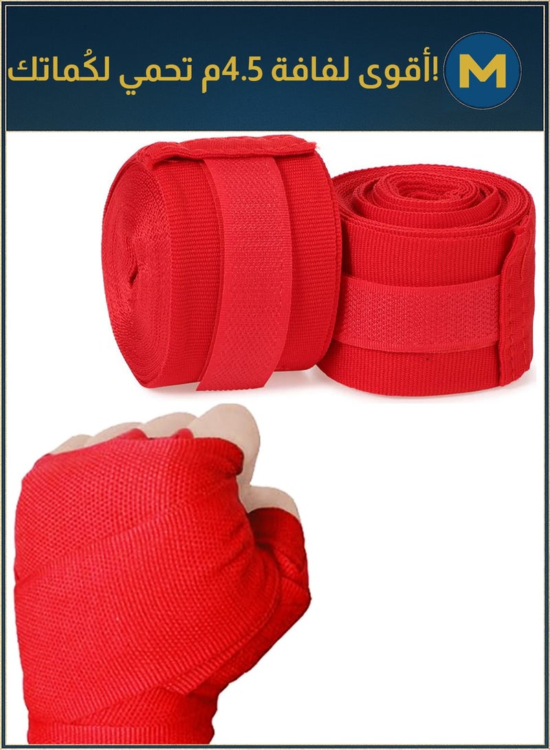 Mijioceon Boxing Hand Wraps 4.5M (180") - Cotton MMA Inner Gloves | Wrist Support for Muay Thai, Kickboxing, BJJ, Karate | Thumb Loop & Hook and Loop Closure - Image 1