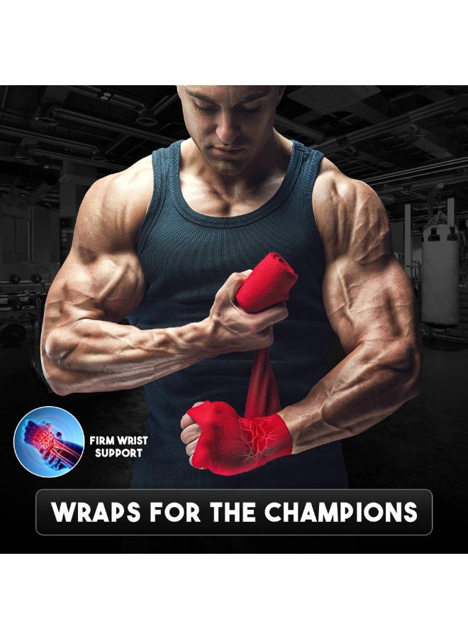 Mijioceon Boxing Hand Wraps 4.5M (180") - Cotton MMA Inner Gloves | Wrist Support for Muay Thai, Kickboxing, BJJ, Karate | Thumb Loop & Hook and Loop Closure - Image 4