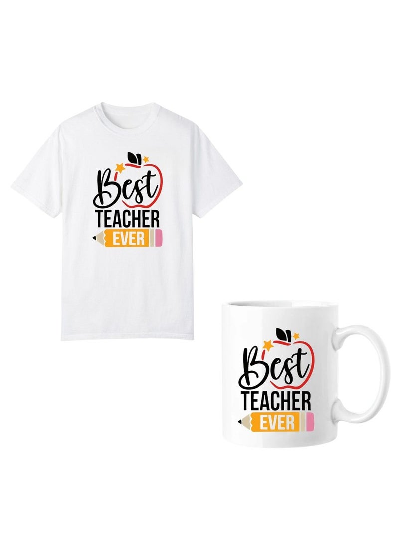 PRINTSHOP4ME Teachers Day T-Shirt And Ceramic Coffee Mug Combo–Thoughtful Gift Set For Teachers–Ideal For Women Educators–Appreciation Gift For Teacher’s Day,End Of Year Or Back To School  - Image 1