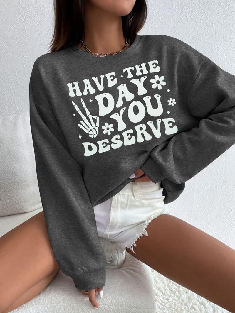 FASHGL Oversized Sweatshirt for Women Funny Saying Sweatshirts Casual Crewneck Pullover Fall Fashion Long Sleeve Shirt - Image 4