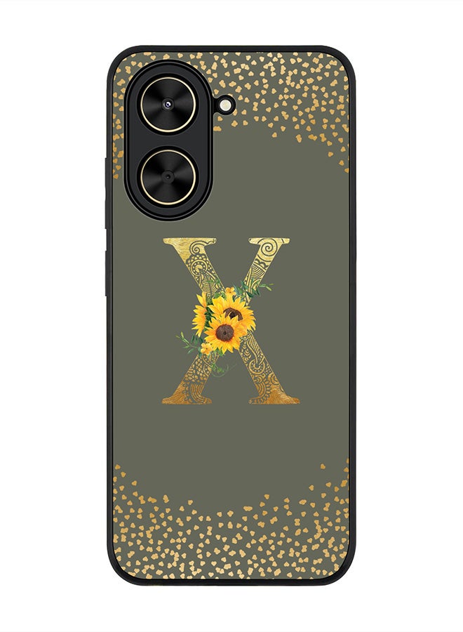 Stylizedd For Xiaomi Poco C71 / Redmi A5 4G Case,Slim fit Camera Protection, Shockproof Thin Phone cover  - Custom Floral Monogram - X  (Olive Green ) - Image 1
