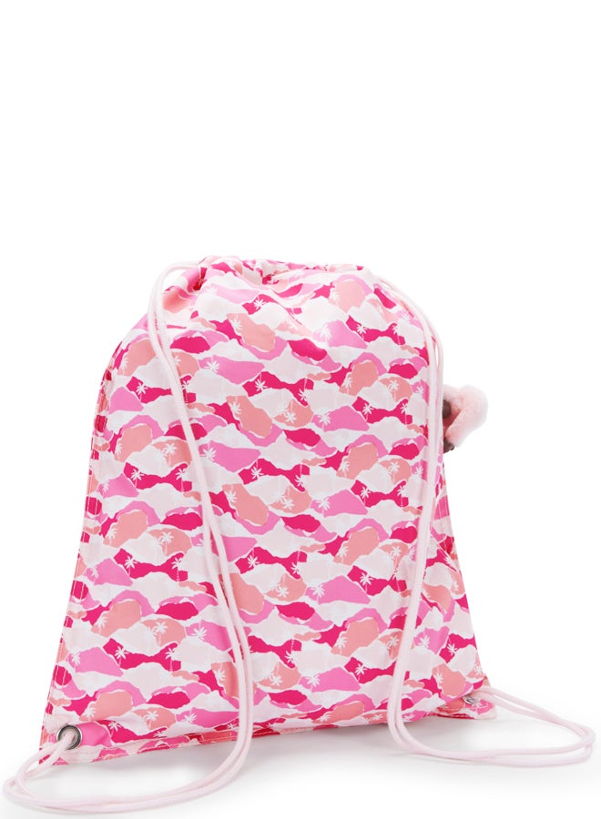 kipling Supertaboo Pink Palm Medium Backpack (With Drawstring) I5637-1Bv - Image 2