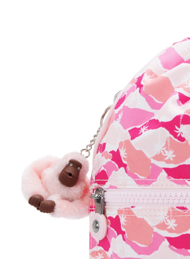 kipling Supertaboo Pink Palm Medium Backpack (With Drawstring) I5637-1Bv - Image 5