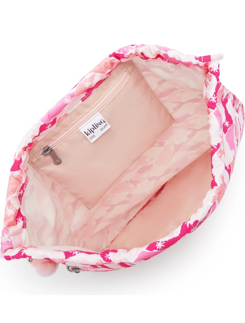 كيبلينغ حقيبة ظهر سوبر تابو وردي متوسطة بنمط النخيل مع رباط - Image 3