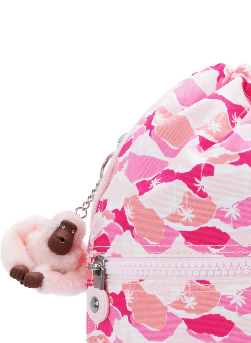 كيبلينغ حقيبة ظهر سوبر تابو وردي متوسطة بنمط النخيل مع رباط - Image 5