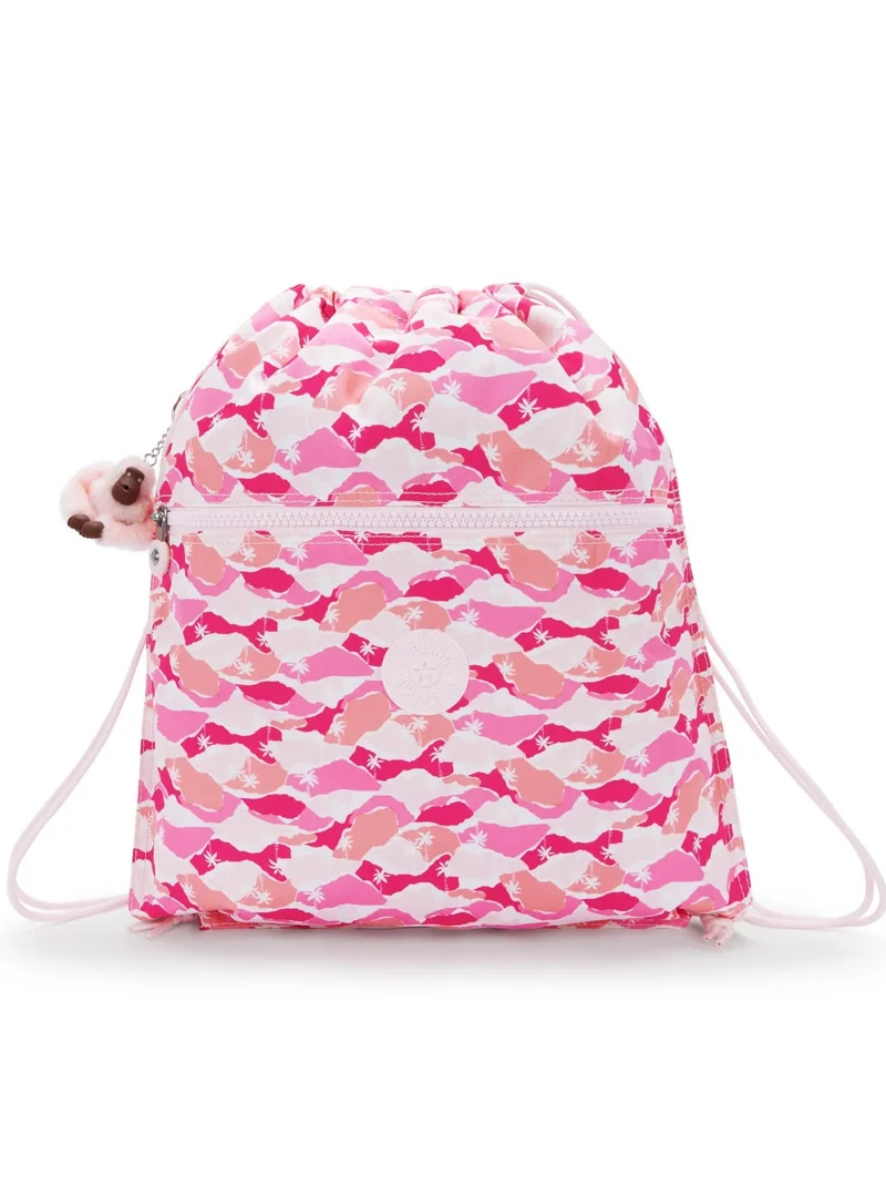 Kipling Supertaboo Medium Backpack (With Drawstring) - Pink Palm