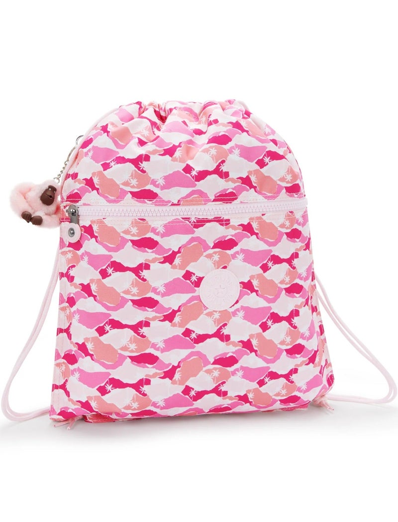 kipling Supertaboo Medium Backpack (With Drawstring) - Pink Palm - Image 5