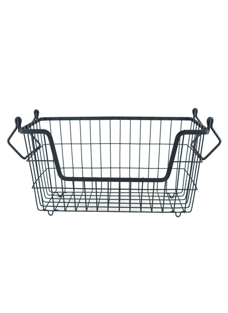 DII DII Metal Wire Mesh Stackable Utility Storage Bin Small Rectangle 13x6x7 Black 