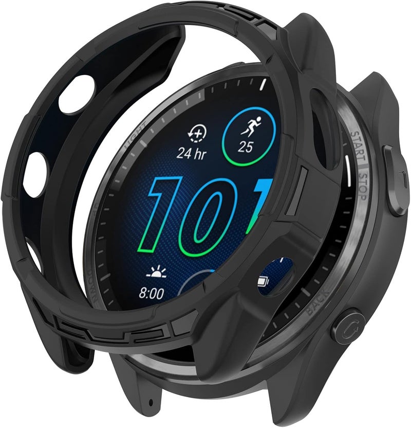 لوكيكي غطاء حماية متوافق مع Garmin Forerunner 965، غطاء حماية من TPU متوافق مع Garmin Forerunner 965 (TPU أسود) - Image 3