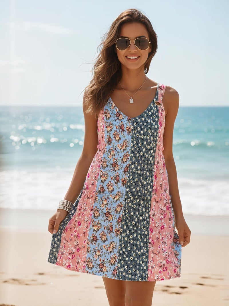 Disamer Summer Dresses for Women 2026 Sundresses Vacation Sleeveless Beach Swimsuit Cover Ups Spring Outfits Casual Sun Dress,Floral Daisy,Small - Image 2