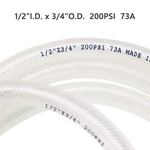 Eastrans 1/2" ID x 3/4" OD - 25 Ft High Pressure Braided Clear PVC Tubing Flexible Vinyl Tube, Heavy Duty Reinforced Vinyl Hose Tubing, BPA Free and Non Toxic - Image 4