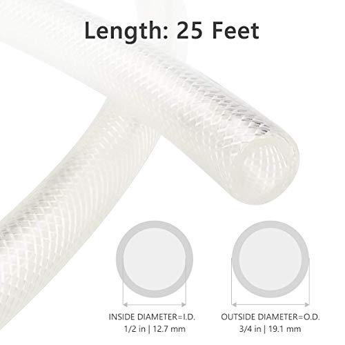Eastrans 1/2" ID x 3/4" OD - 25 Ft High Pressure Braided Clear PVC Tubing Flexible Vinyl Tube, Heavy Duty Reinforced Vinyl Hose Tubing, BPA Free and Non Toxic - Image 2