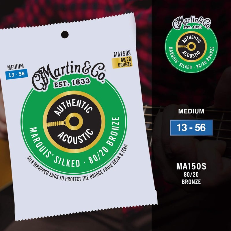 Martin MA150S Authentic Acoustic Guitar Strings - Marquis Silked - 80/20 Bronze Medium (13-56) - Image 4