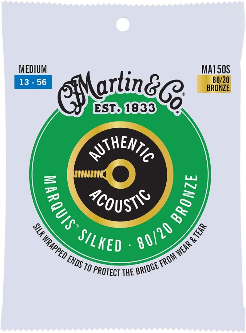 Martin MA150S Authentic Acoustic Guitar Strings - Marquis Silked - 80/20 Bronze Medium (13-56) - Image 1