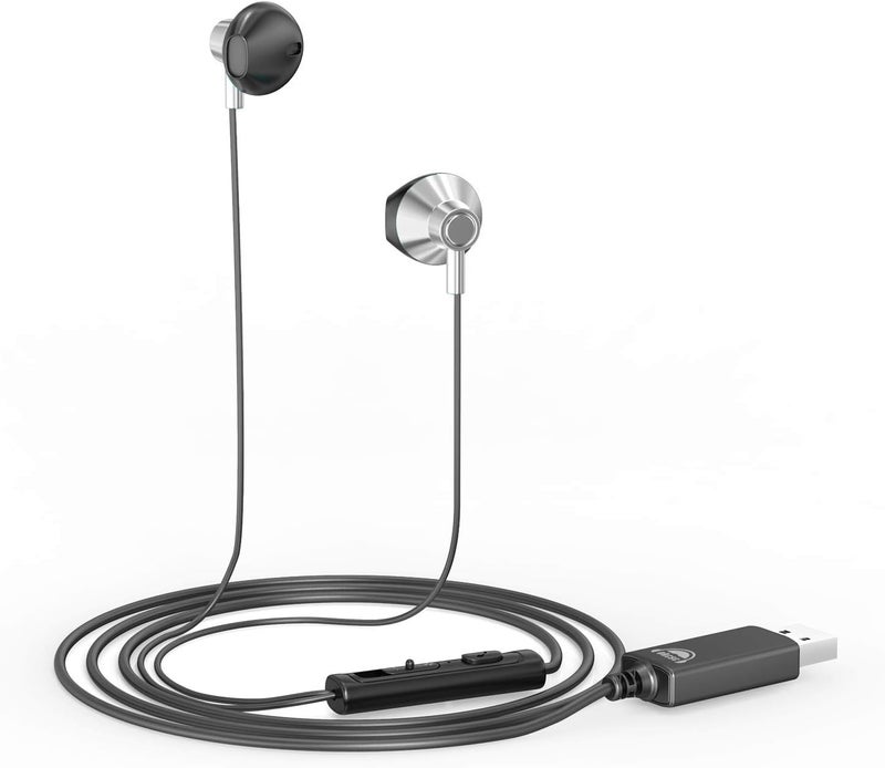 okcsc U200 USB Headset with Mic for Computer,Noise Cancelling with Audio Controls for Laptop,Wired Cable 79Inch & Lightweight for PC,Home or Office Live,Call Center,Skype,VIOP,Online Meeting Silver - Image 1