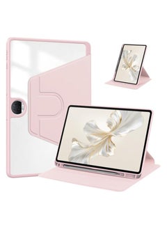 Case Compatible with Honor Pad 9 12.1 inch with Pen Holder, 360 Degree Swivel Stand Folio Flip Smart Tablet Cover Auto Sleep/Wake Tablet Case (Pink)