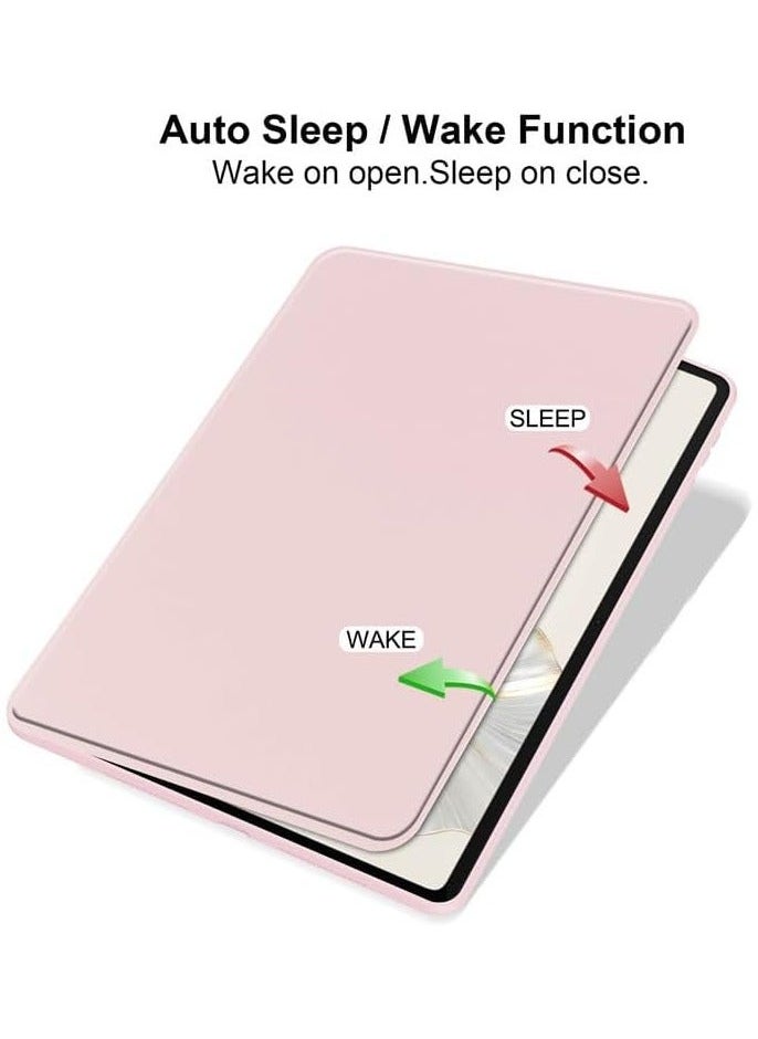 Generic - Case Compatible with Honor Pad 9 12.1 inch with Pen Holder, 360 Degree Swivel Stand Folio Flip Smart Tablet Cover Auto Sleep/Wake Tablet Case (Pink) - Image 1