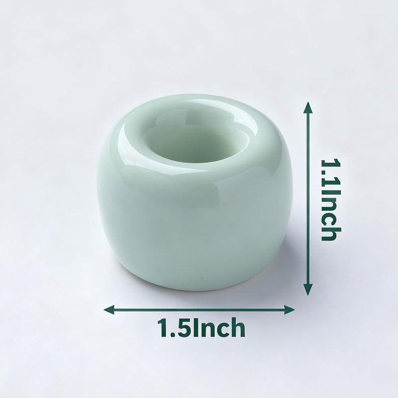 amoon Mini Ceramic Toothbrush Holder for Bathroom - Light Green Small Countertop Organizer, Easy Clean Toothbrush Stand, Suit for Electric Toothbrush Head, Pens & Coffee Spoon, Pack of 2 - Image 5