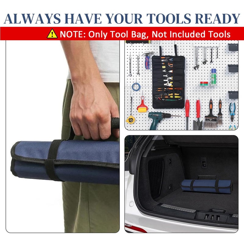 Serplex 600D Oxford Tool Storage Bag Wrench Roll Up Tool Roll Pouch Bag Heavy Duty Roll Up Tool Bag Multipurpose Tool Organizer Bag Heavy Duty Tool Roll Organizer Storage for Electrician - Image 5
