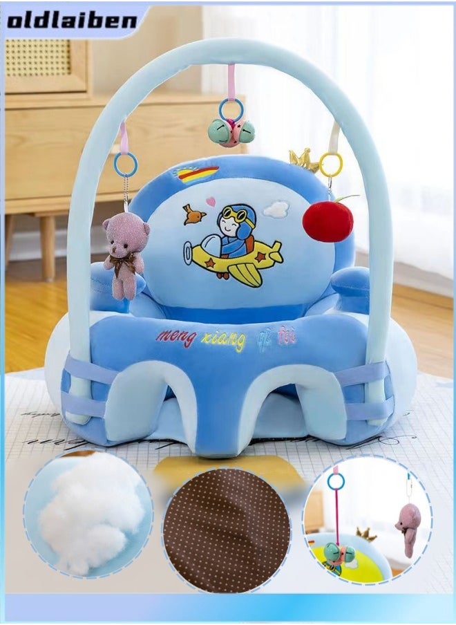 oldlaiben Baby Support Seat Sofa,Baby Support Seats For Sitting,Baby Sofa Chair For Infants,Infant Sit Up Chair,Plush Soft Animal Shaped Baby Learning To Sit Chair,With Developmental Toys(Blue)  - Image 1
