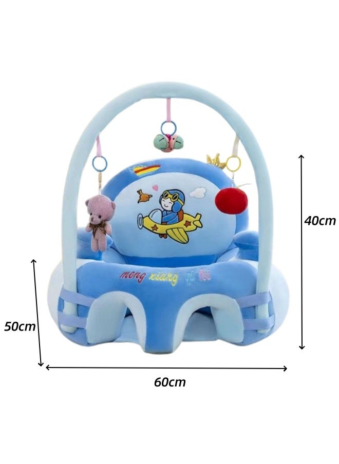 oldlaiben Baby Support Seat Sofa,Baby Support Seats For Sitting,Baby Sofa Chair For Infants,Infant Sit Up Chair,Plush Soft Animal Shaped Baby Learning To Sit Chair,With Developmental Toys(Blue)  - Image 2