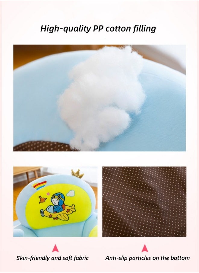 oldlaiben Baby Support Seat Sofa,Baby Support Seats For Sitting,Baby Sofa Chair For Infants,Infant Sit Up Chair,Plush Soft Animal Shaped Baby Learning To Sit Chair,With Developmental Toys(Blue)  - Image 3