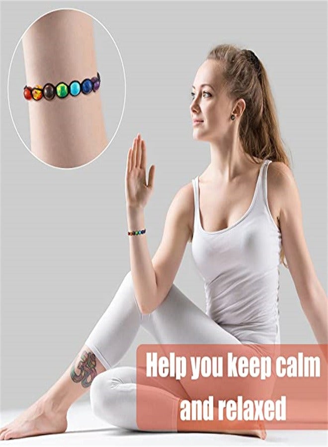 Goolsky 7 Chakra Crystal Stretch Bracelets Gemstone Yoga Braided Rope Bead for Women Girls - Image 4