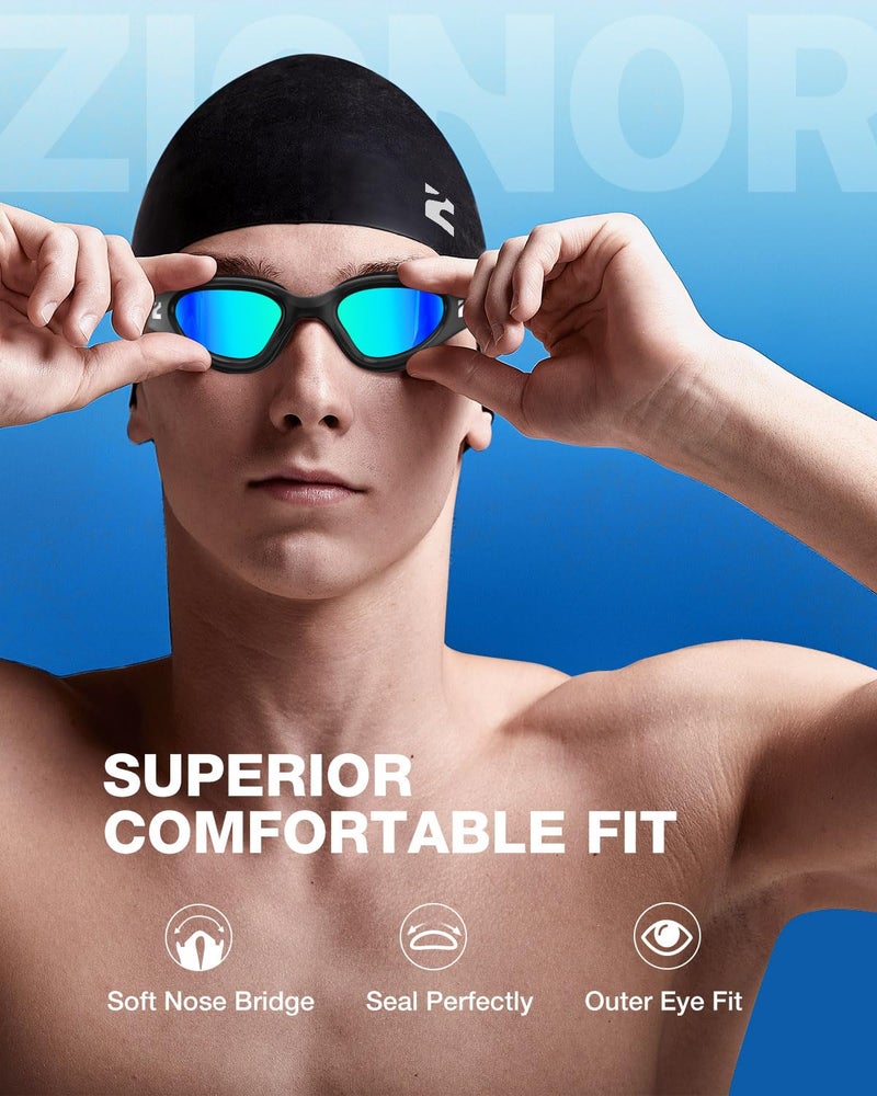 ZIONOR G1 Lite Swim Goggles with Swim Cap Comfortable Anti-fog Swimming Goggles Cap Set for Adult Men Women - Image 2