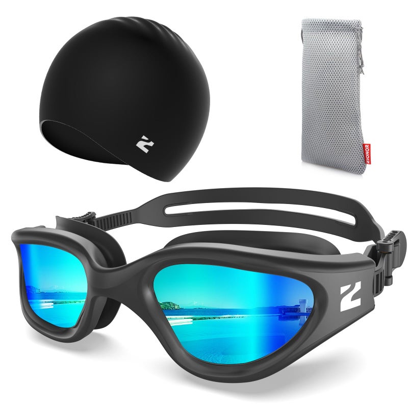 ZIONOR G1 Lite Swim Goggles with Swim Cap Comfortable Anti-fog Swimming Goggles Cap Set for Adult Men Women - Image 1