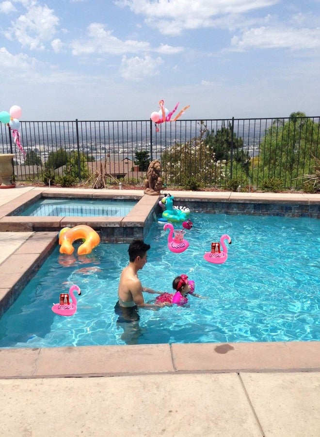 qinnsou 14 Pack Flamingo Inflatable Drink Holder Drink Pool Floats Cup Holder Floats Inflatable Floating Coasters Float Coaster for Pool Party Home Decor - Image 4