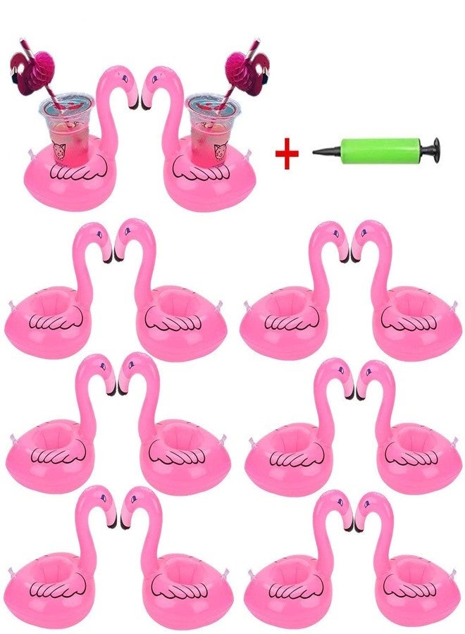 qinnsou 14 Pack Flamingo Inflatable Drink Holder Drink Pool Floats Cup Holder Floats Inflatable Floating Coasters Float Coaster for Pool Party Home Decor - Image 1