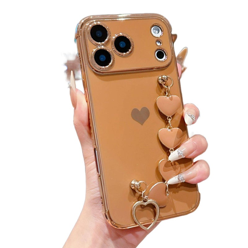 Protective Case | Desert Gold | Electroplated Heart Pattern | Resin Finish | Cover for iPhone 16 / 16 Plus / 16 Pro / 16 Pro Max - Image 1