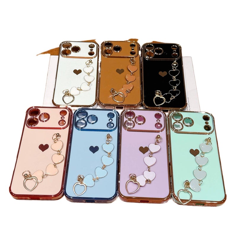 Protective Case | Desert Gold | Electroplated Heart Pattern | Resin Finish | Cover for iPhone 16 / 16 Plus / 16 Pro / 16 Pro Max - Image 2