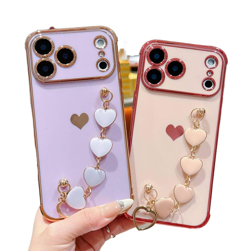 Protective Case | Desert Gold | Electroplated Heart Pattern | Resin Finish | Cover for iPhone 16 / 16 Plus / 16 Pro / 16 Pro Max - Image 3