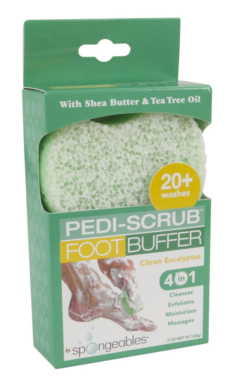 spongeables Spongables Pedi Scrub Foot Exfoliating 20+ Wash Sponge, Citron Eucalyptus, 3 Count - Image 2