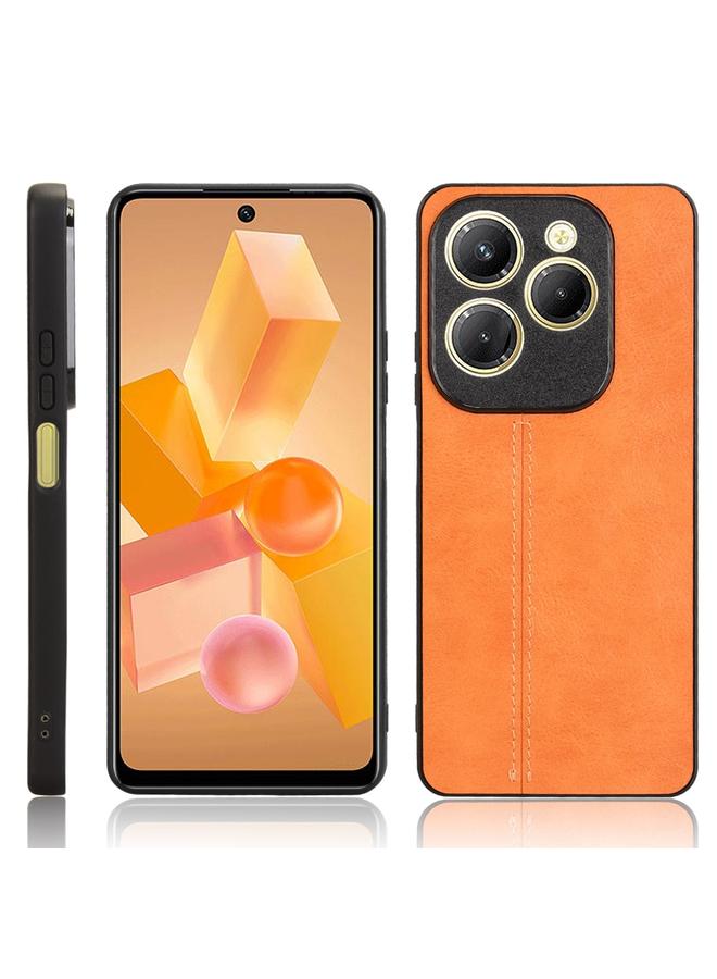 غطاء خلفي لهاتف Tecno Spark 20 Pro 4G بنمط جلد البقر (برتقالي)