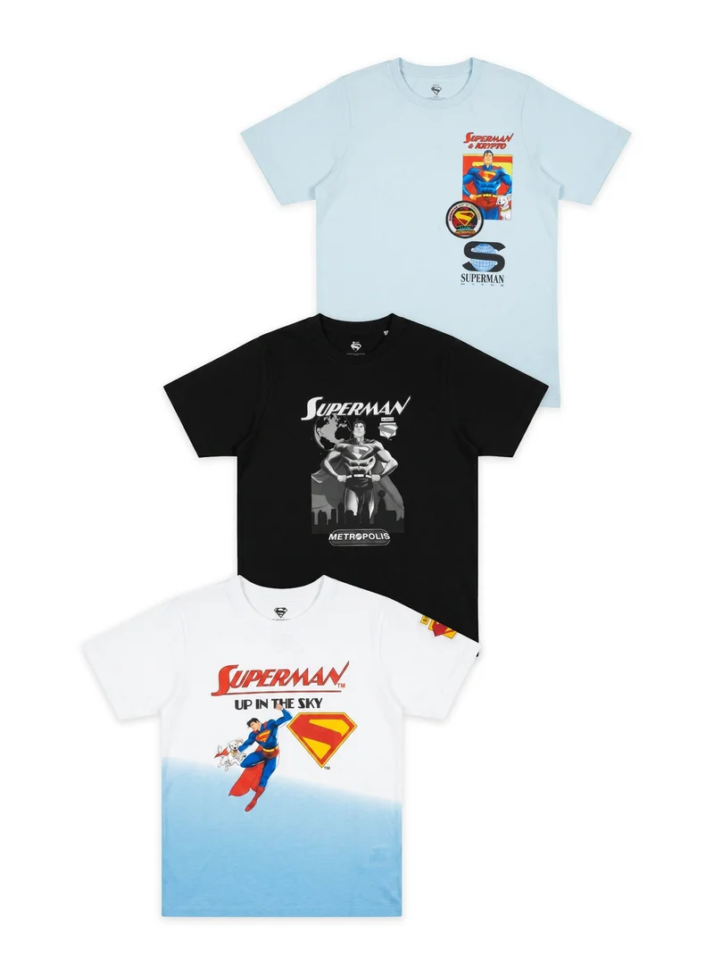 وارنر بروس. Warner Bros. Teen Boys Superman Oversized T-Shirts – Pack of 3
