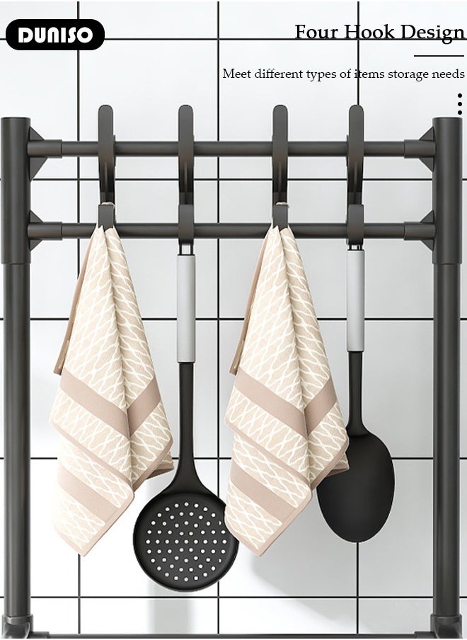 DUNISO - 5 Tier Kitchen Storage Shelf Organizer with Top Hooks, Movable Multifunctional Storage Rack, for Laundry Bathroom Kitchen Garage Pantry Organization - Image 1